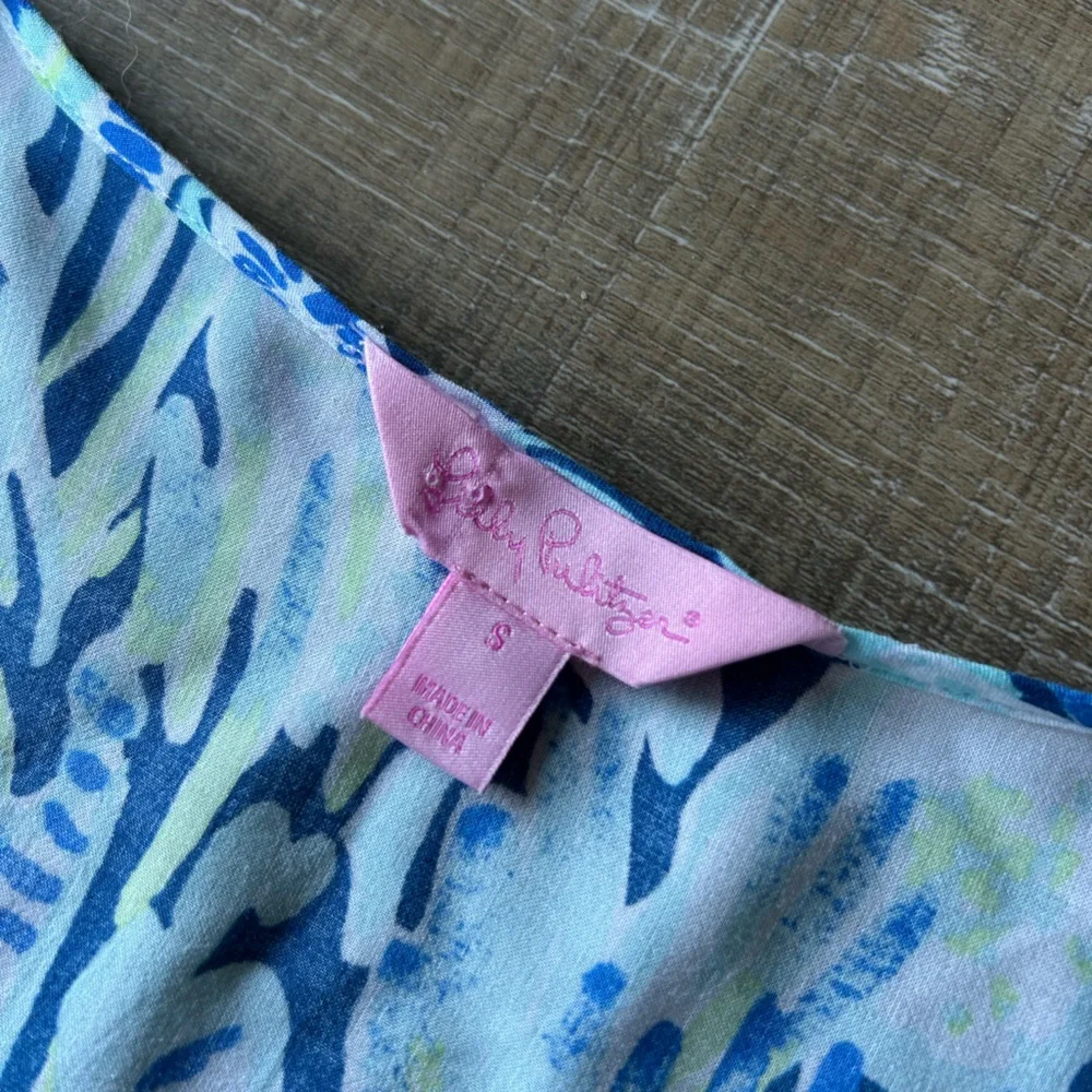 Lilly Pulitzer Cold Shoulder Dress Sz Small Tasseled Airy Blue Green EUC - Picture 4 of 12
